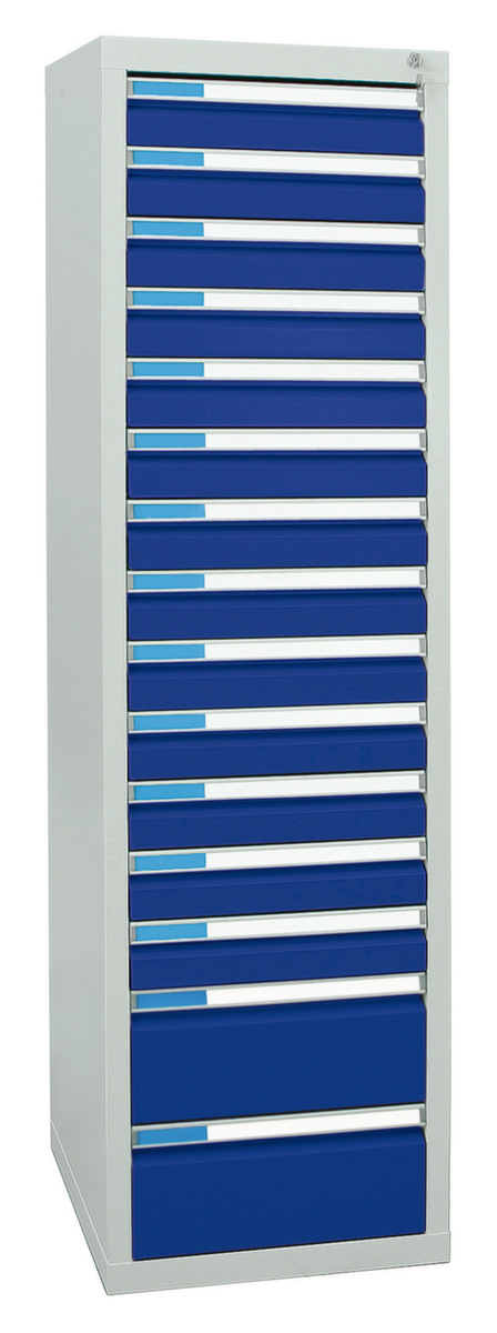 stumpf Armoire à tiroirs ES 510, 15 tiroir(s), RAL7035 gris clair/RAL5010 bleu gentiane  ZOOM