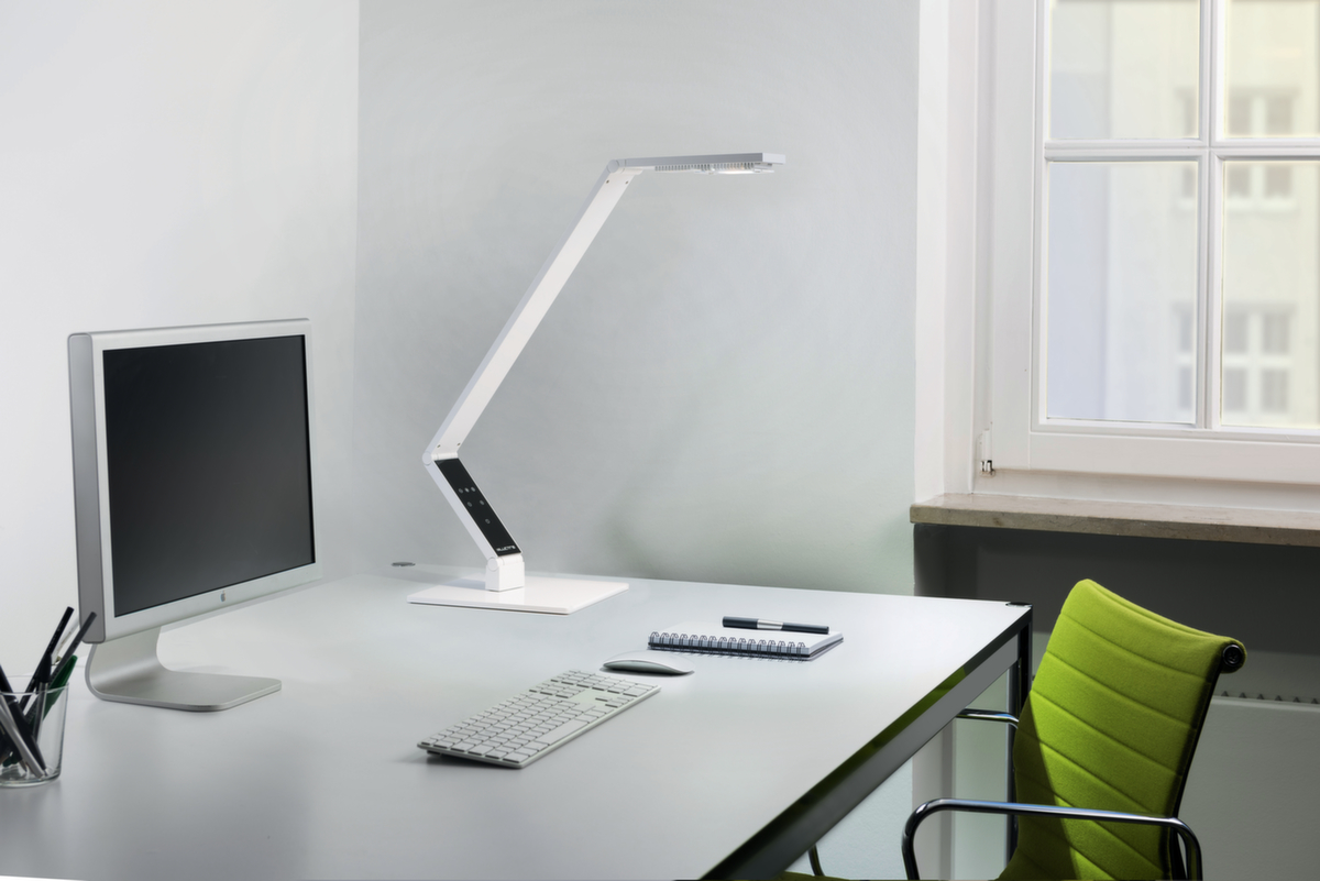 Luctra Lampe de bureau à DEL Linear Table Base avec lumière biologiquement active, lumière lumière blanc froid à blanc chaud biologiquement active, blanc  ZOOM