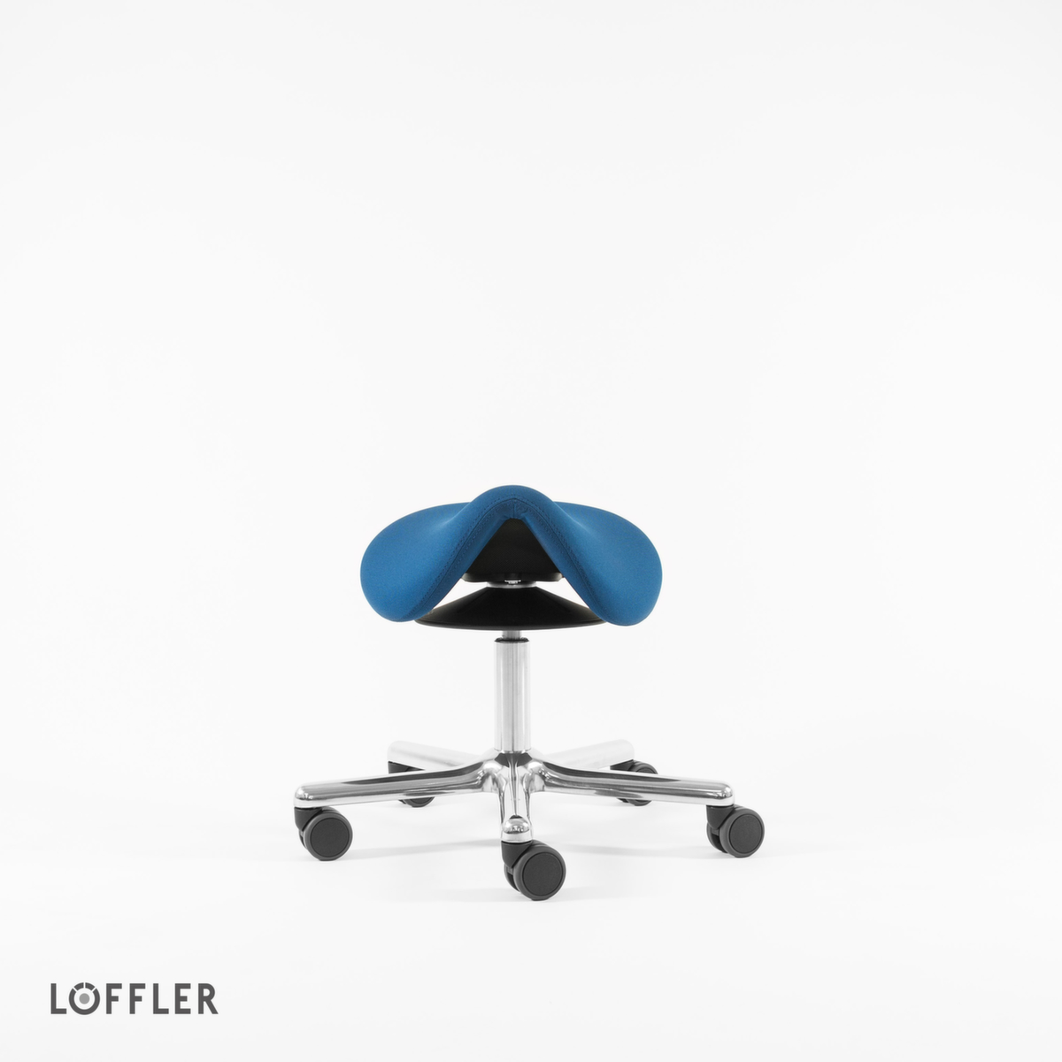 Löffler Tabouret selle de cheval Sedlo avec réglage en hauteur, assise bleu, roulettes  ZOOM