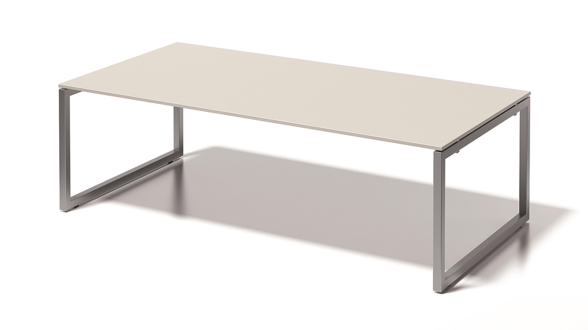Bisley Bureau de direction et table de conférence Cito avec piètement à patins, largeur x profondeur 2400 x 1200 mm, panneau gris-blanc  ZOOM