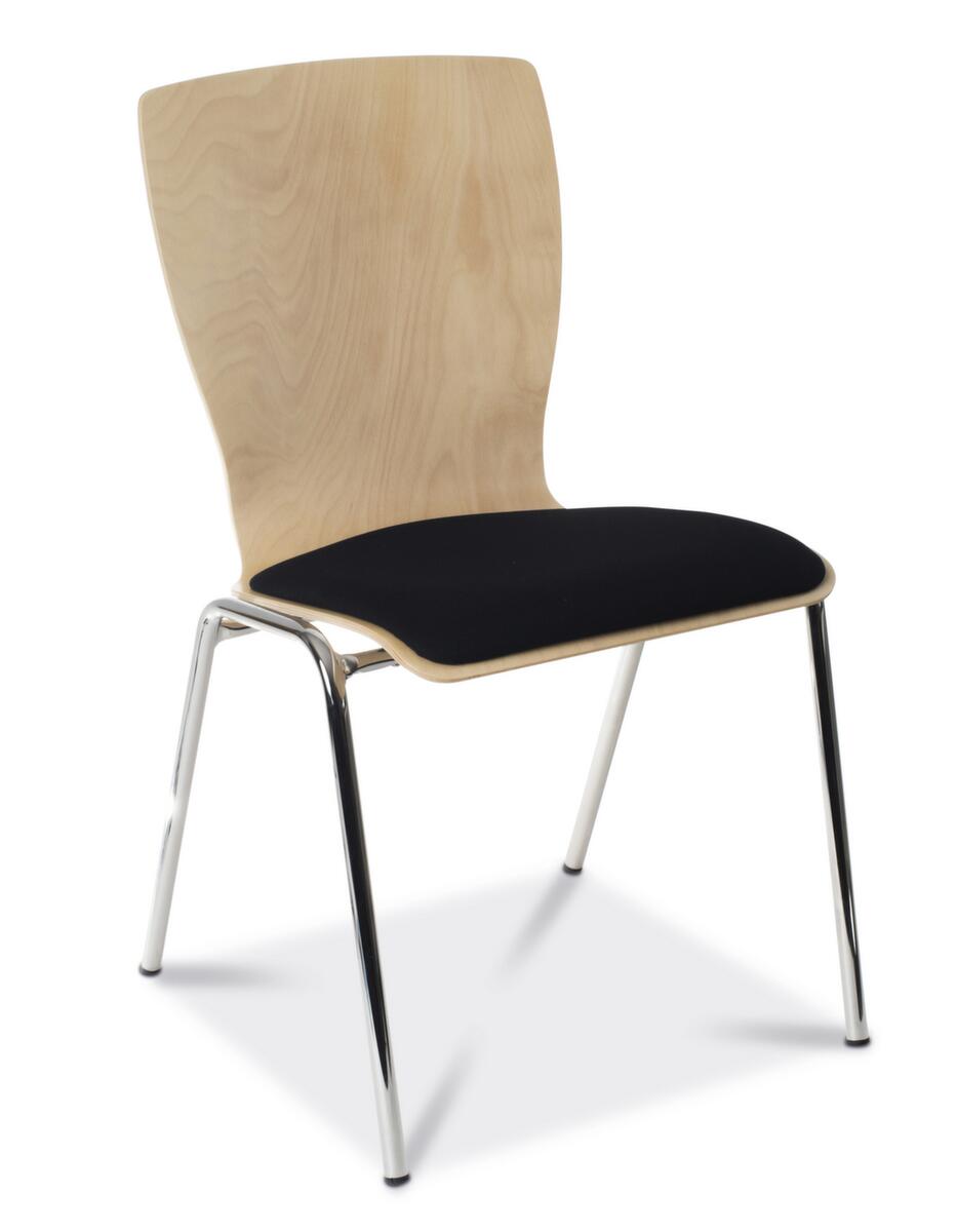 Chaise coque en bois avec piètement 4 pieds chromé  ZOOM
