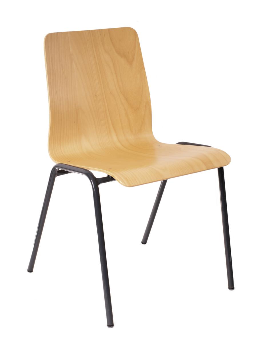 Chaise coque en bois avec piètement 4 pieds, anthracite, hêtre, dossier conique  ZOOM