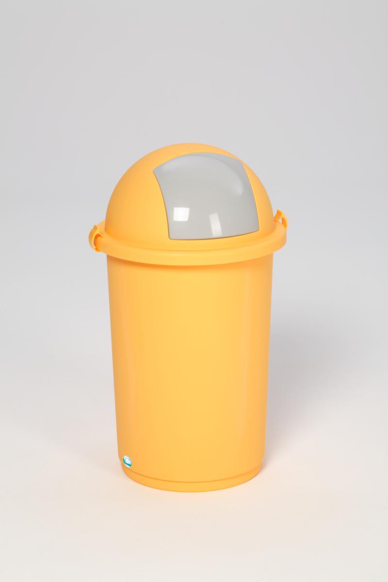 VAR Collecteur de recyclage étanche aux liquides, 50 l, jaune pastel, couvercle argent  ZOOM