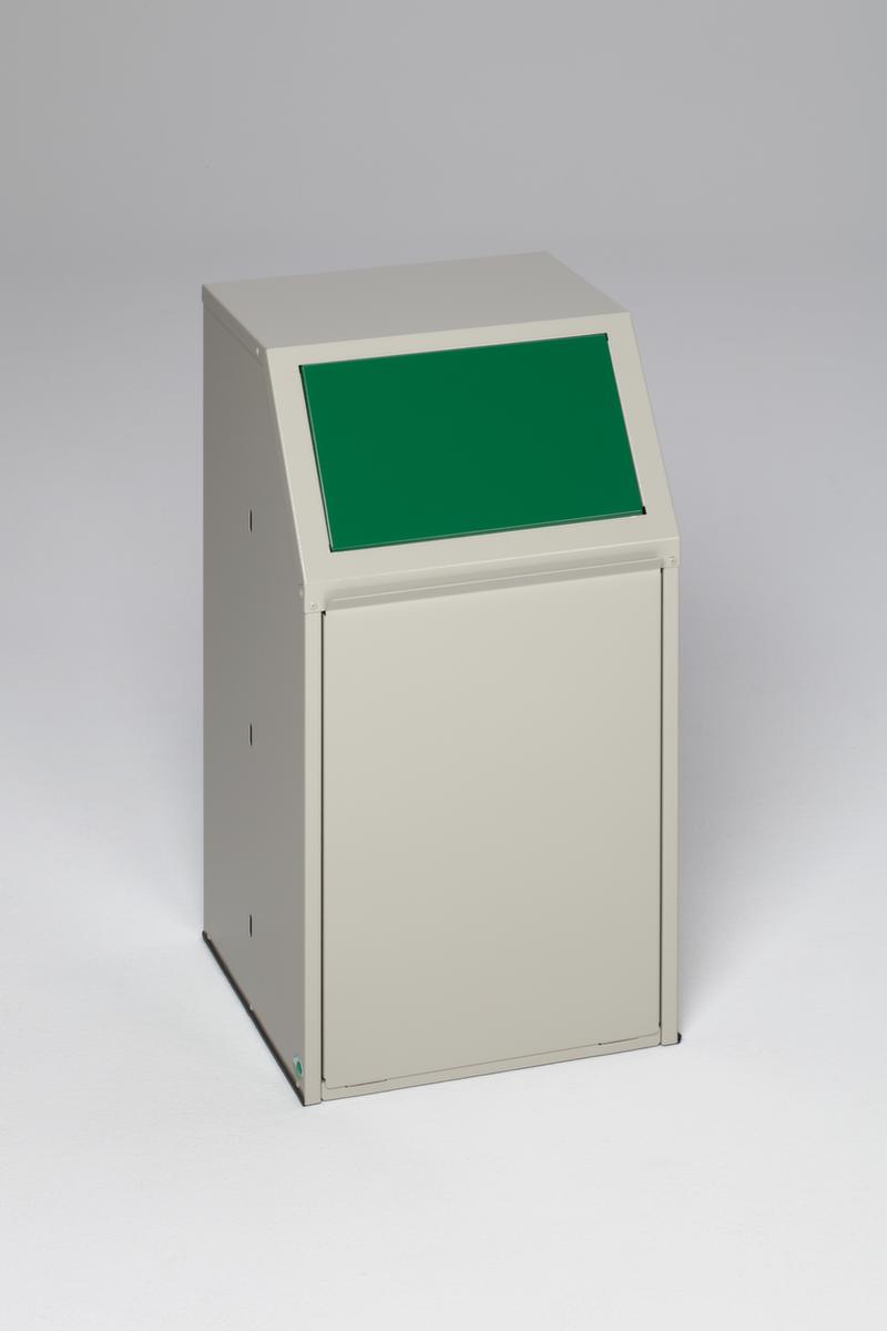 VAR Collecteur de matières recyclables avec rabat frontal, 39 l, RAL7032 gris silex, couvercle vert  ZOOM