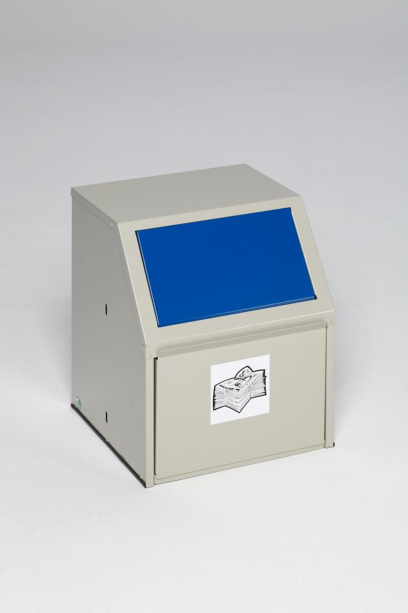 VAR Collecteur de matières recyclables avec rabat frontal, 23 l, RAL7032 gris silex, couvercle bleu  ZOOM