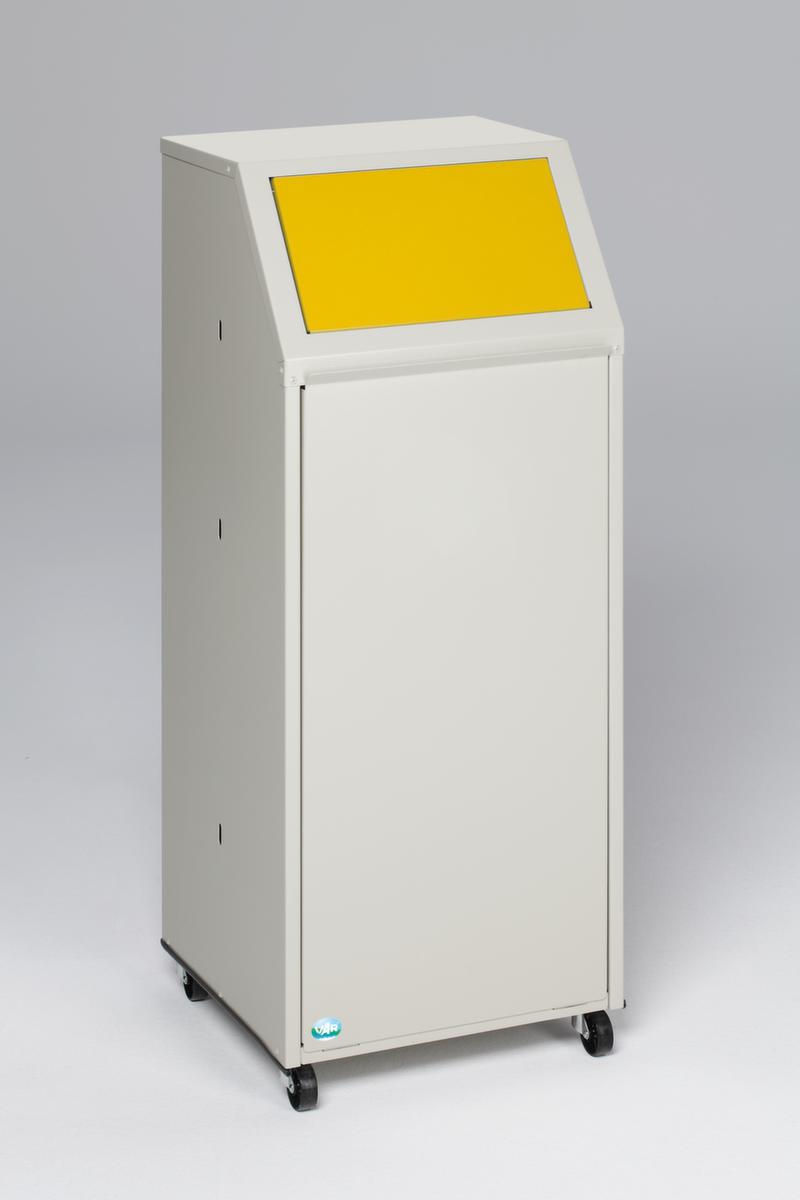 VAR collecteur de recyclage mobile, 69 l, RAL7032 gris silex, couvercle jaune  ZOOM