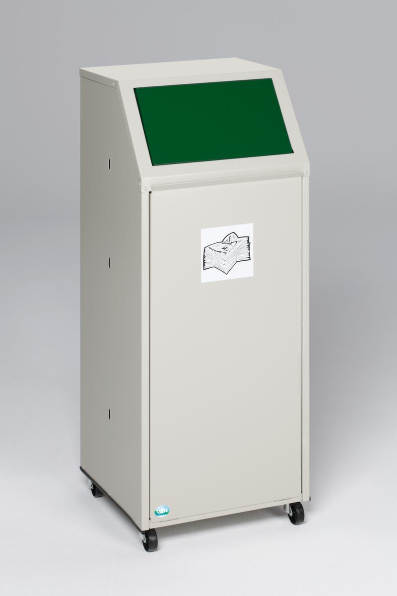 VAR collecteur de recyclage mobile, 69 l, RAL7032 gris silex, couvercle vert  ZOOM