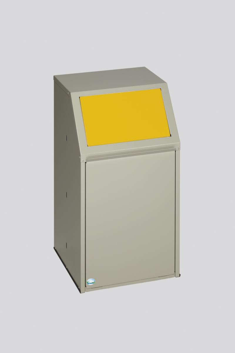 VAR Collecteur de matières recyclables avec rabat frontal, 39 l, RAL7032 gris silex, couvercle jaune  ZOOM