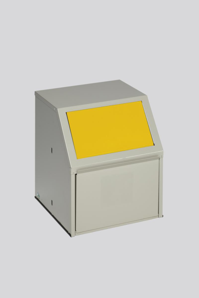 VAR Collecteur de matières recyclables avec rabat frontal, 23 l, RAL7032 gris silex, couvercle jaune  ZOOM