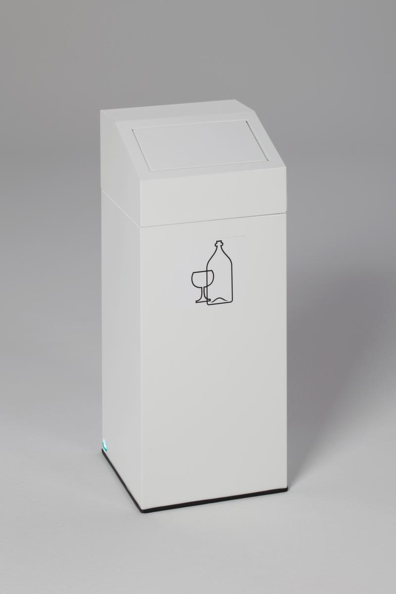 Collecteur de recyclage étiquette autocollante incl., 45 l, RAL9016 blanc signalisation, couvercle blanc  ZOOM