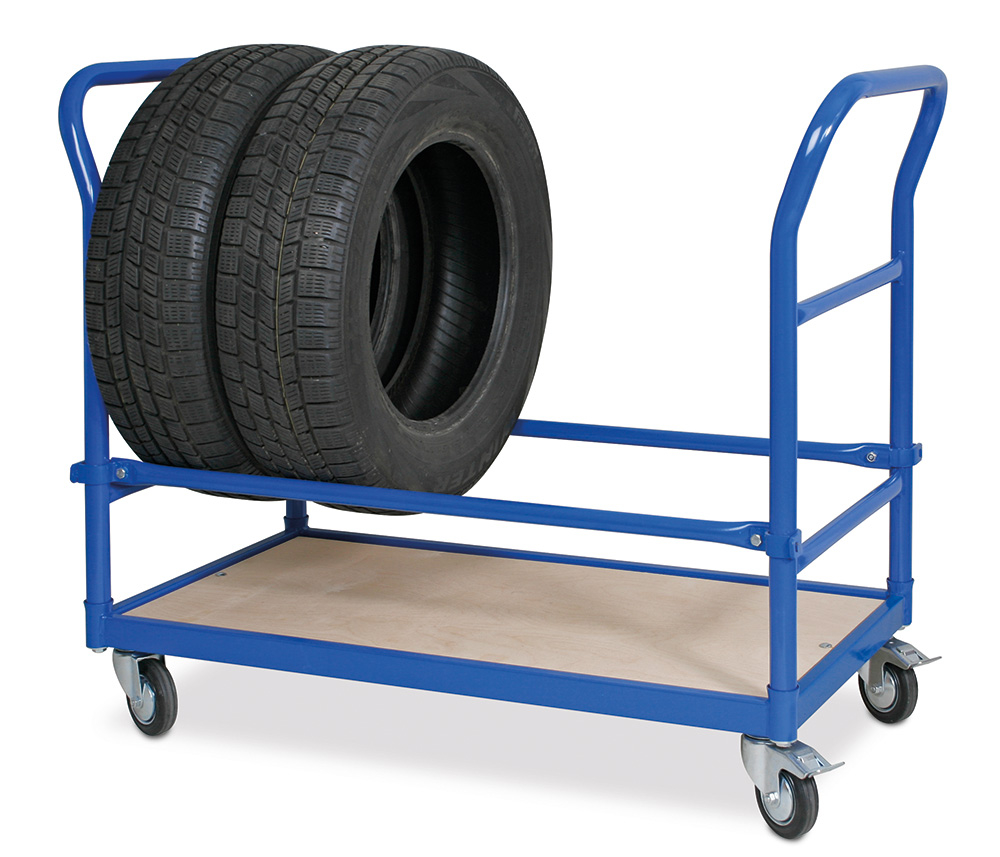 Chariot à pneus avec plaque de base fermée, force 100 kg, 1 plateaux  ZOOM