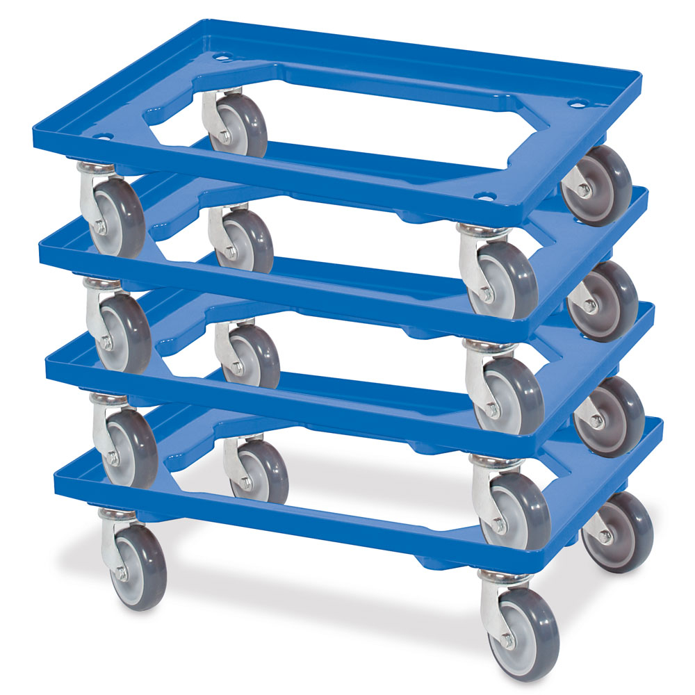 Kit de chariots à bac avec cadre en cornières acier ouvert, force 250 kg, bleu  ZOOM