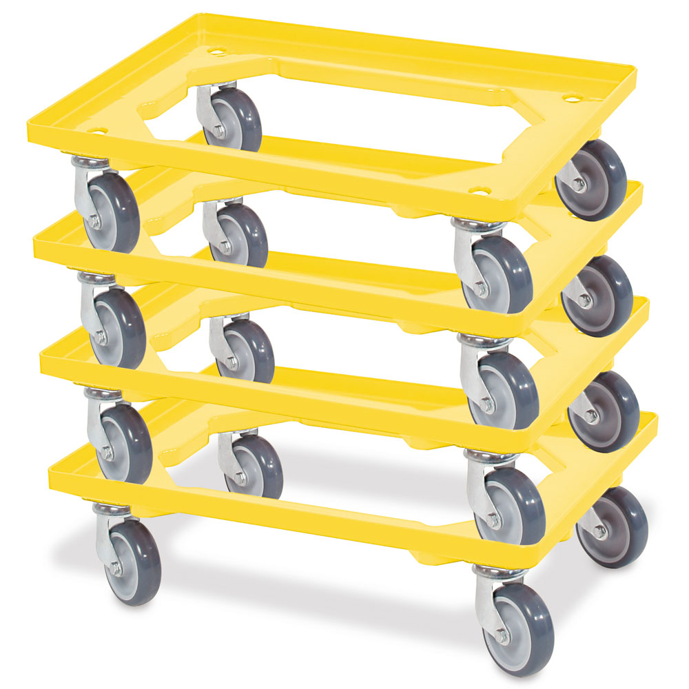 Kit de chariots à bac avec cadre en cornières acier ouvert, force 250 kg, jaune  ZOOM