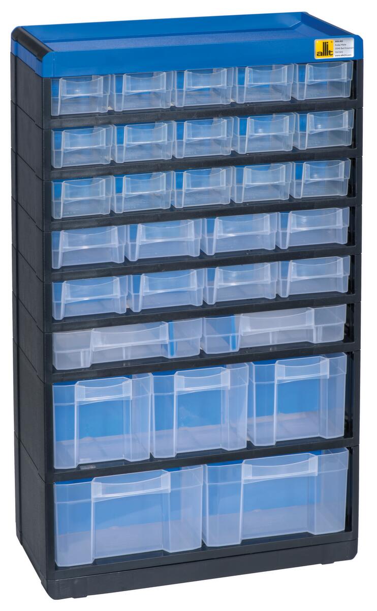 Allit bloc à tiroirs extra stable VarioPlus Pro 53/60, 30 tiroir(s), noir/bleu/blanc translucide  ZOOM