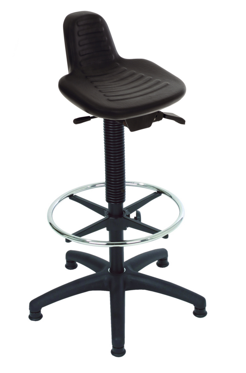 Lotz Siège assis-debout avec assise PU inclinable, hauteur d’assise 580 - 840 mm, piètement noir  ZOOM