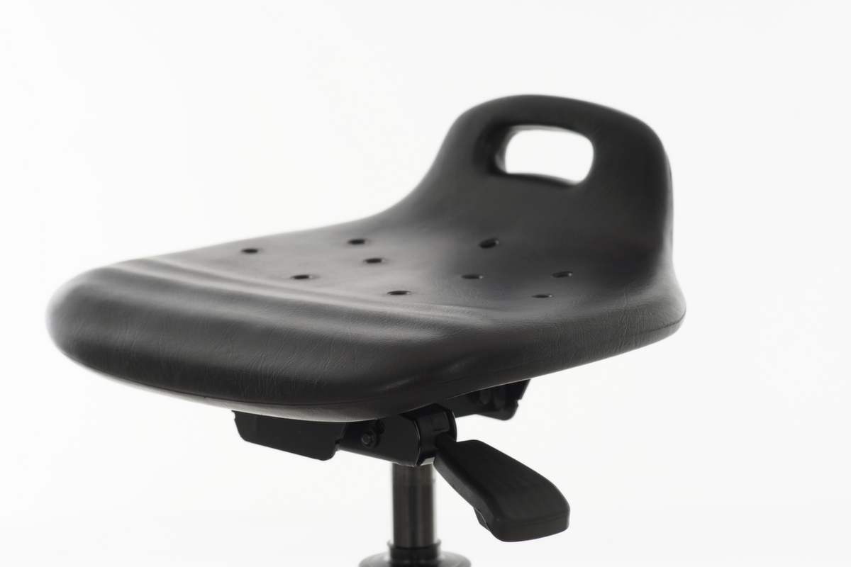 Lotz Siège assis-debout avec assise PU inclinable, hauteur d’assise 570 - 820 mm, piètement noir  ZOOM