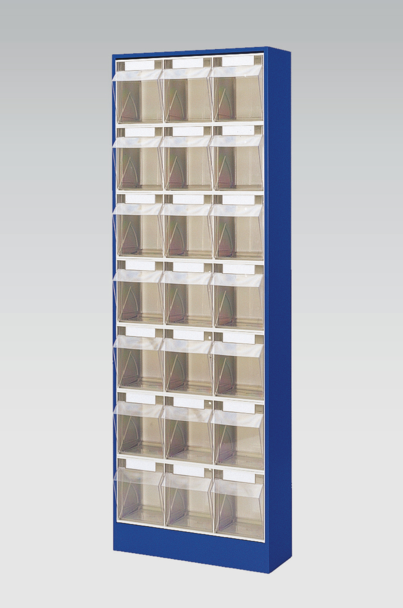 Armoire à tiroirs avec bacs repliables, 21 bacs, transparent