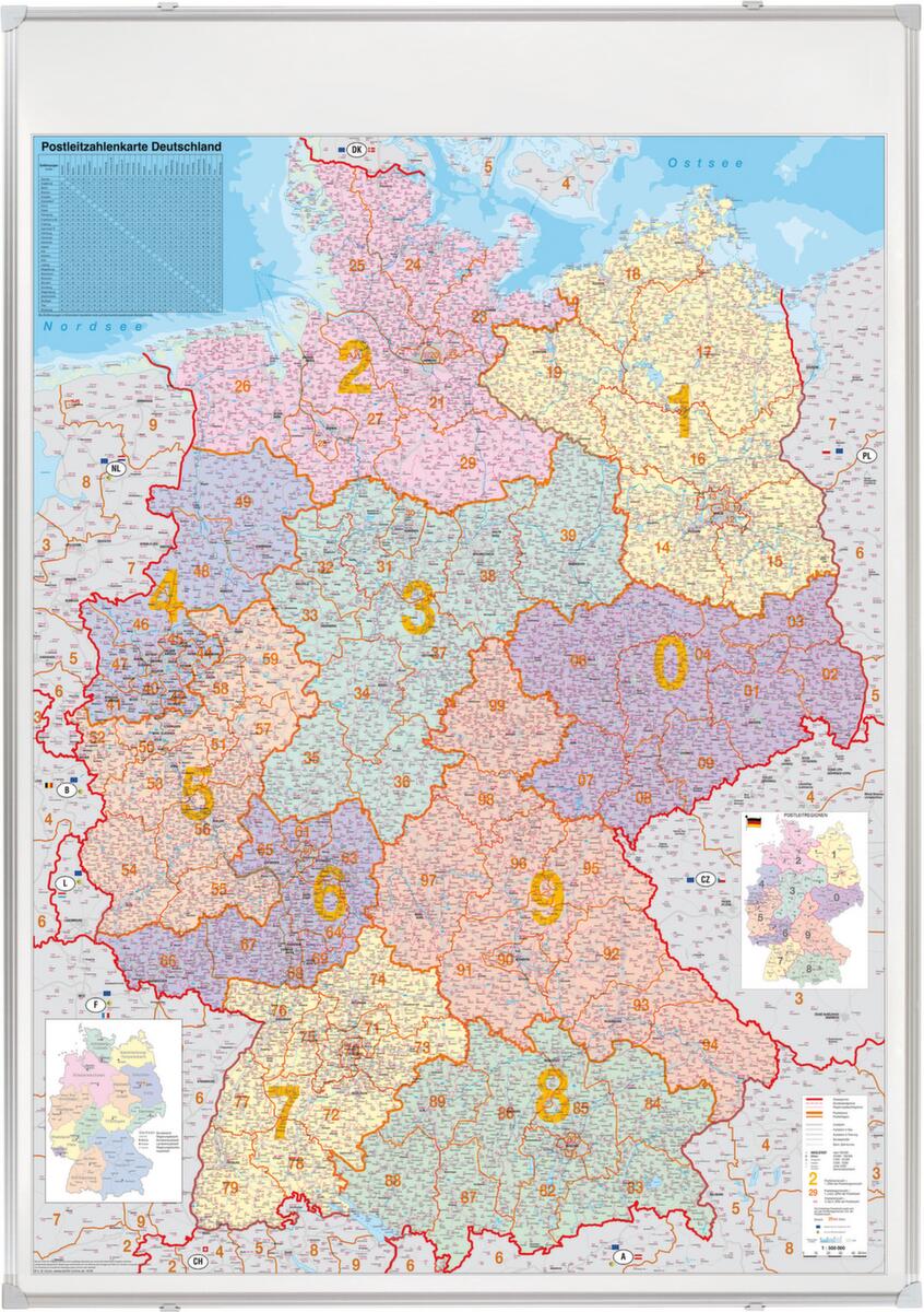 Franken Carte des codes postaux de l'Allemagne, hauteur x largeur 1380 x 980 mm  ZOOM