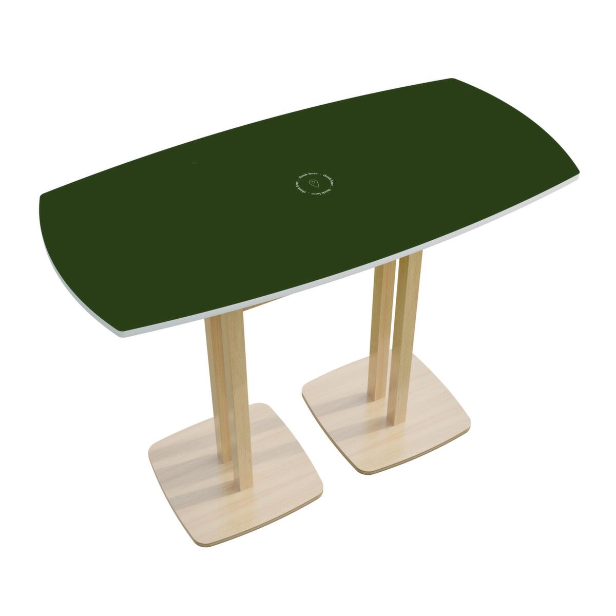 Paperflow Table haute en forme de fût Woody, largeur x profondeur 1500 x 750 mm, panneau vert  ZOOM