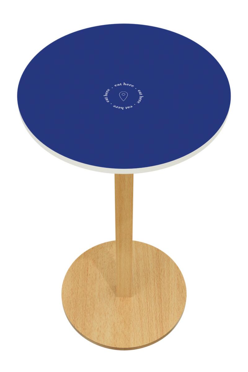 Paperflow Table haute ronde Woody, Ø 600 mm, panneau bleu  ZOOM