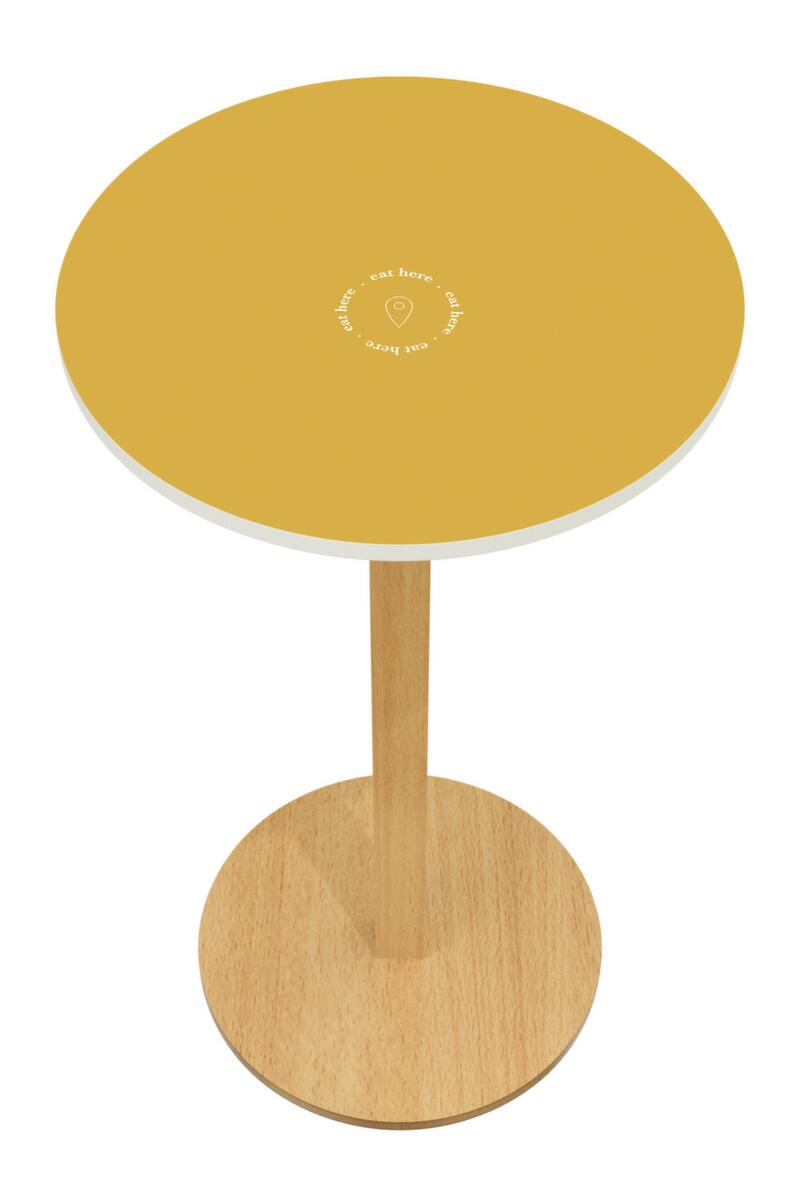 Paperflow Table haute ronde Woody, Ø 600 mm, panneau jaune  ZOOM