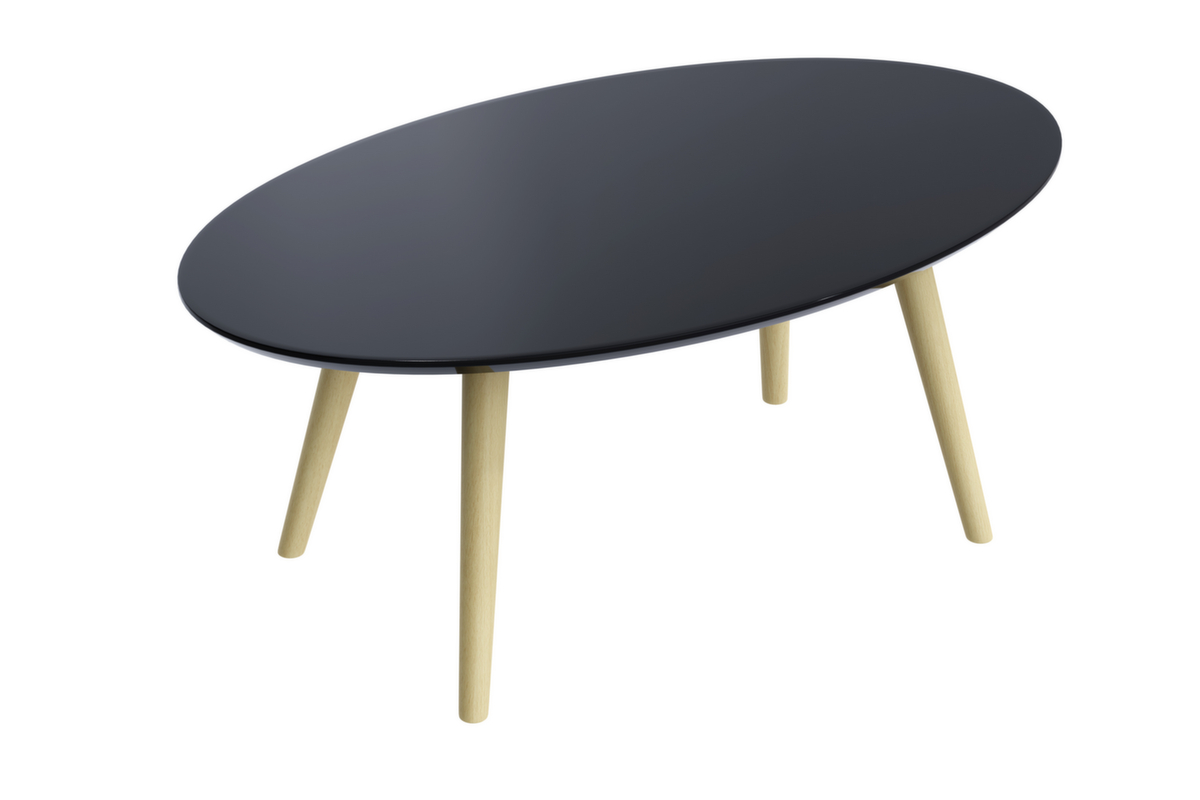 Paperflow Table d'appoint ovale Scandi, hauteur x largeur x profondeur 350 x 850 x 500 mm, panneau noir  ZOOM