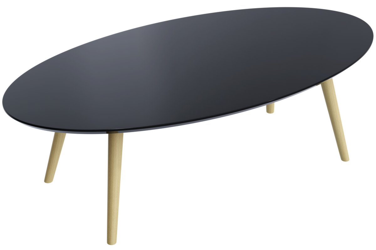 Paperflow Table d'appoint ovale Scandi, hauteur x largeur x profondeur 350 x 1150 x 600 mm, panneau noir  ZOOM