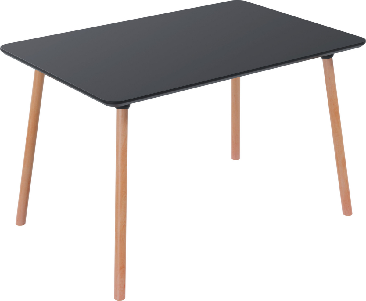 Paperflow Table de bistrot Palomba avec pieds en bois, largeur x profondeur 1200 x 800 mm, panneau noir  ZOOM