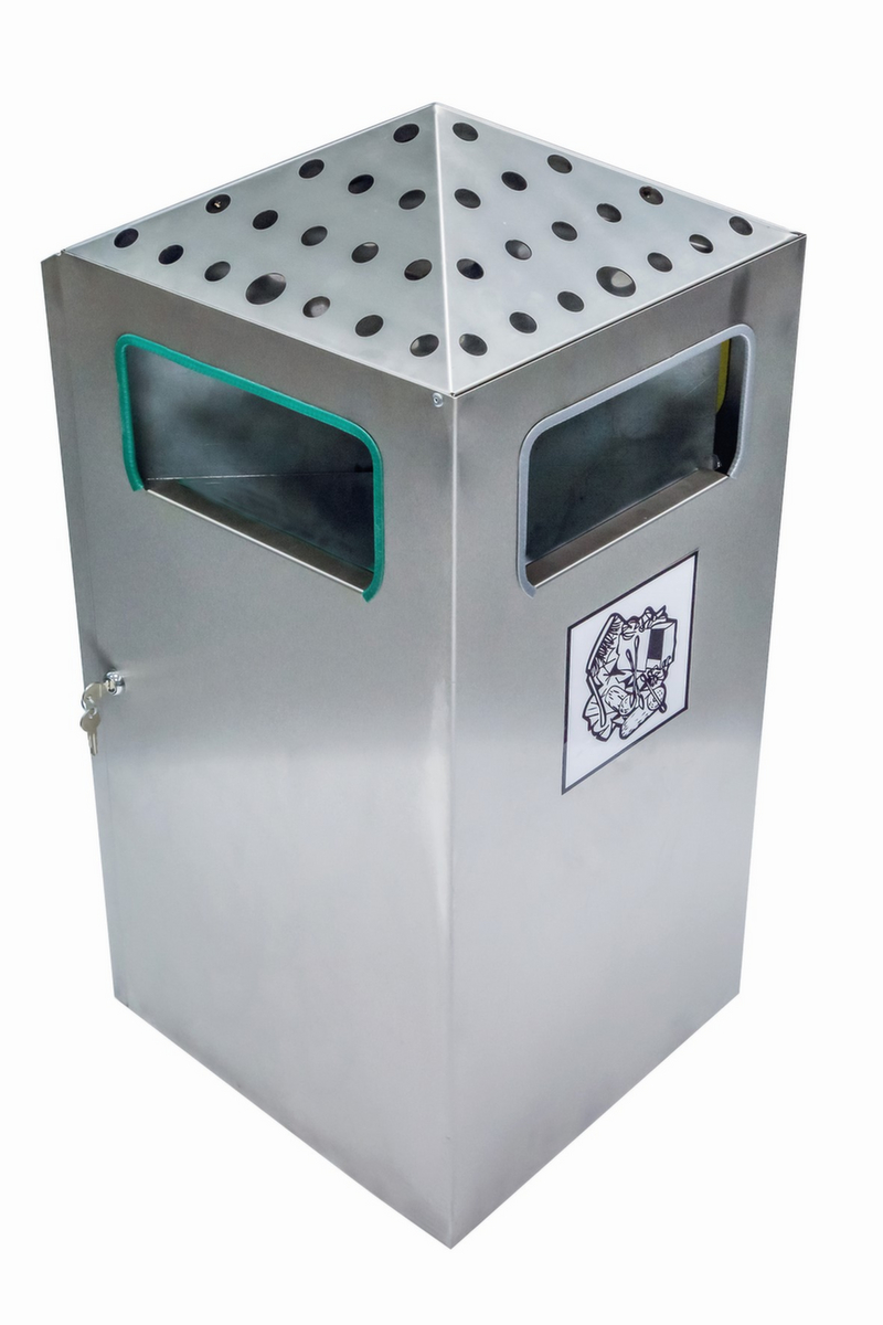 Cendrier poubelle PYRAMIDE avec 4 ouvertures d'introduction