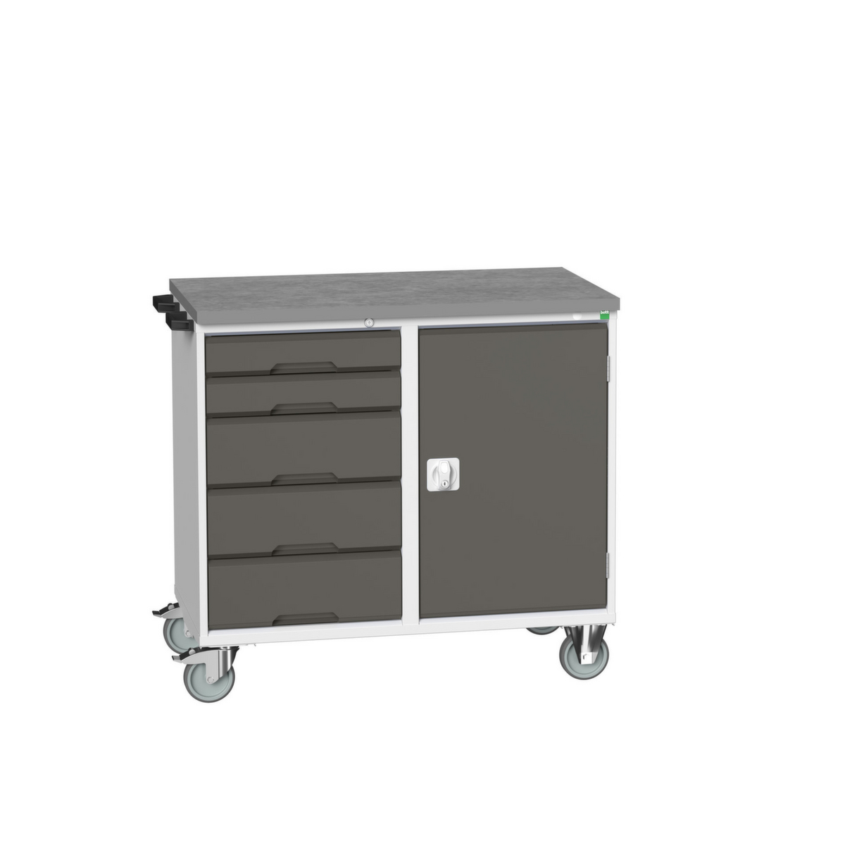 bott poste de travail mobile verso, 5 tiroirs, 1 armoire, RAL7035 gris clair/RAL7016 gris anthracite
