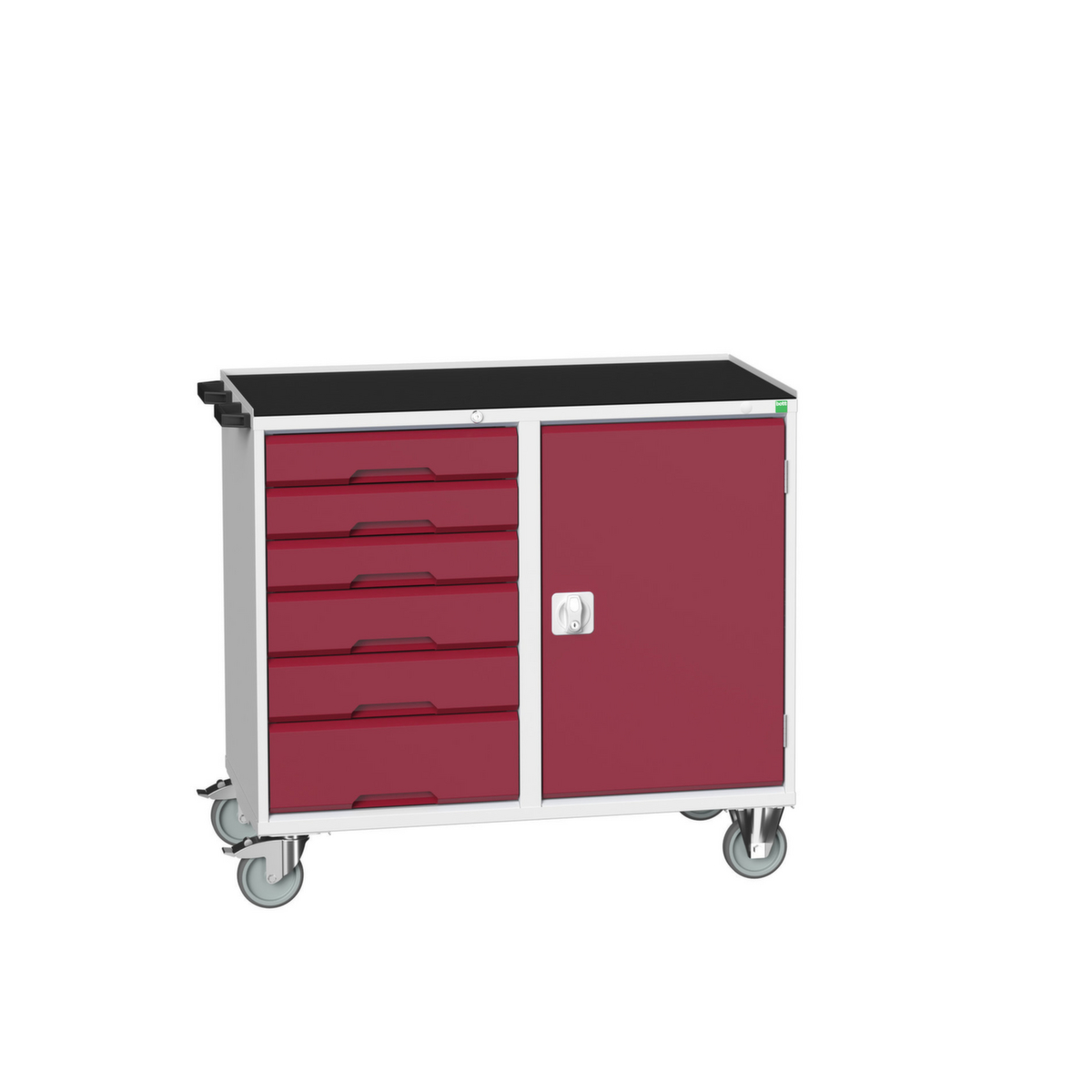 bott poste de travail mobile verso, 6 tiroirs, 1 armoire, RAL7035 gris clair/RAL3004 rouge pourpre  ZOOM