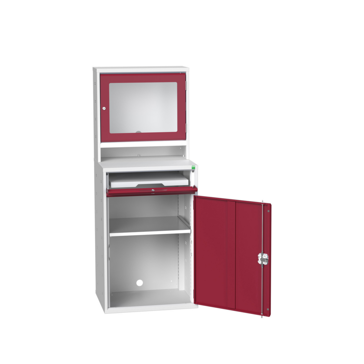 bott armoire informatique verso avec compartiment écran, RAL7035 gris clair/RAL3004 rouge pourpre  ZOOM