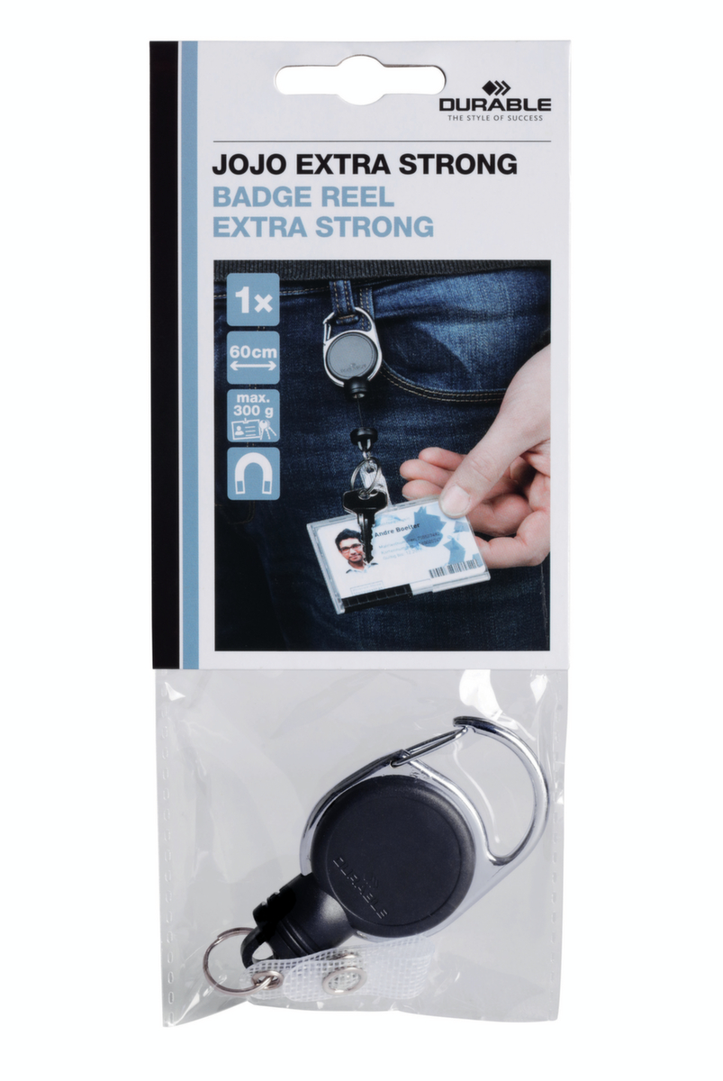 Durable enrouleur EXTRA STRONG pour porte-badge  ZOOM