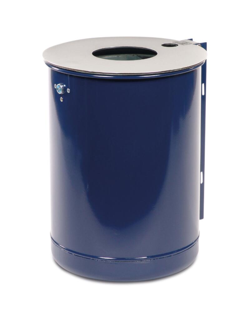 poubelle ronde avec bac à cendres, RAL5013 bleu cobalt  ZOOM
