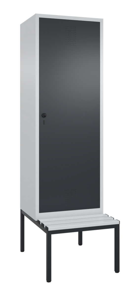 C+P Armoire vestiaire Evolo avec banc intégré + 2 compartiments avec 1 porte, largeur de compartiment 300 mm