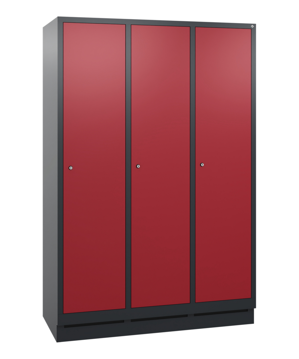 C+P Armoire vestiaire Evolo avec 3 compartiments - portes lisses, largeur de compartiment 400 mm