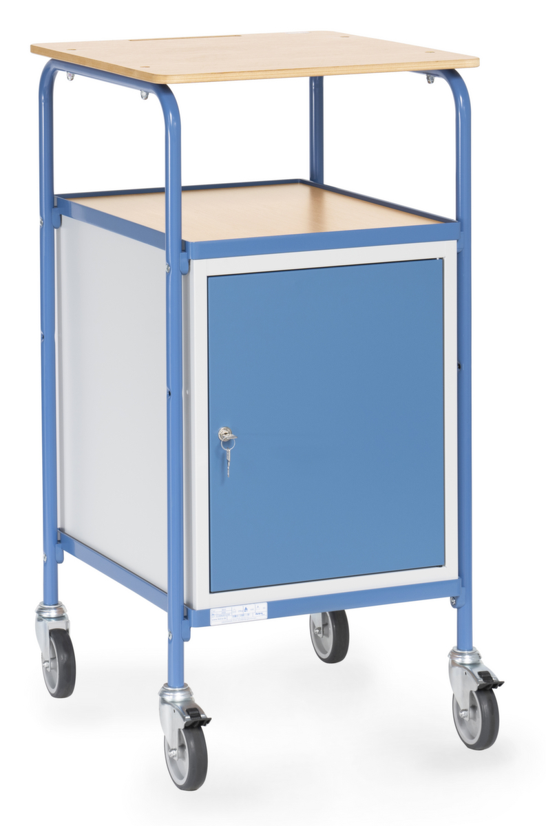fetra Bureau mobile avec armoire, RAL7035 gris clair/RAL5007 bleu brillant  ZOOM
