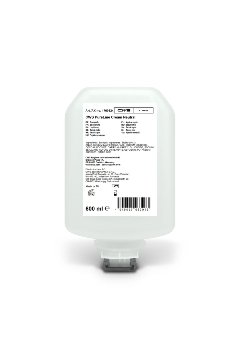 CWS Savon crème PureLine Cream Neutral, 0,6 l, hydratant et testé dermatologiquement  ZOOM