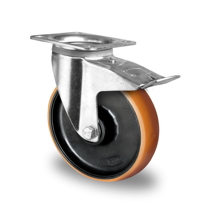 Cascoo Roulette pivotante avec frein total, force 500 kg, polyuréthane bandage  ZOOM
