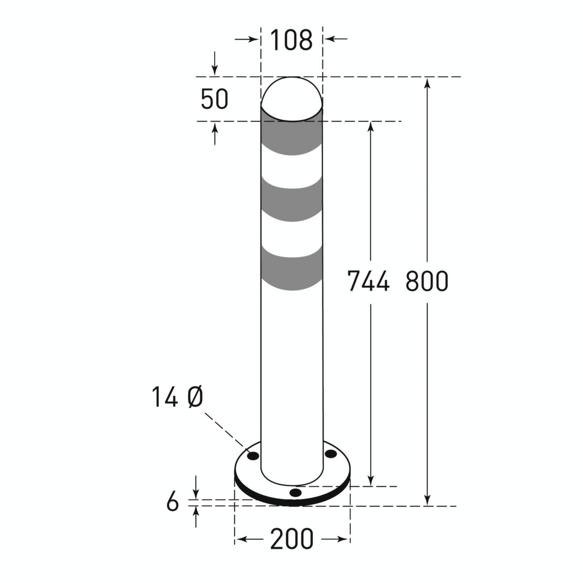 Moravia Poteau de protection en acier inoxydable CITY pour borne de recharge, hauteur 800 mm, à cheviller dans la plaque de fond  ZOOM