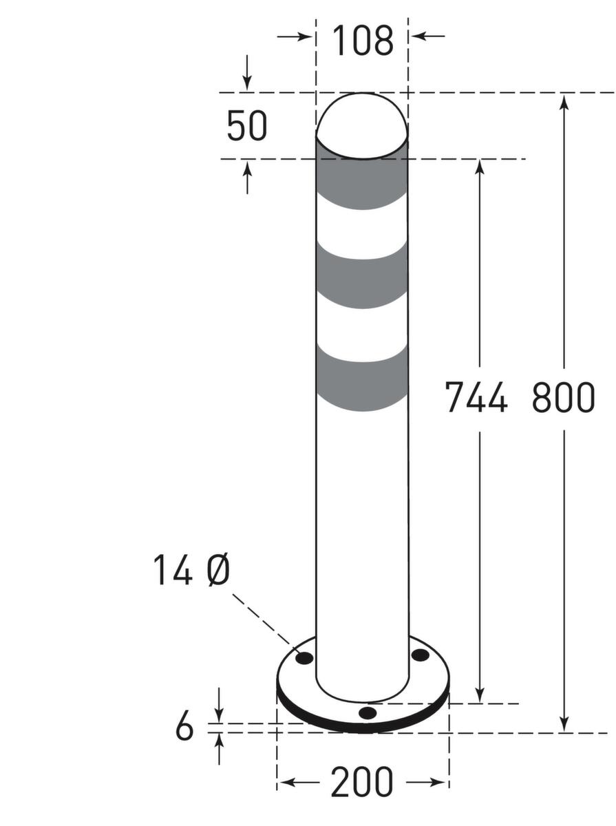 Moravia Poteau de protection en acier inoxydable CITY pour borne de recharge, hauteur 800 mm, à cheviller dans la plaque de fond  ZOOM
