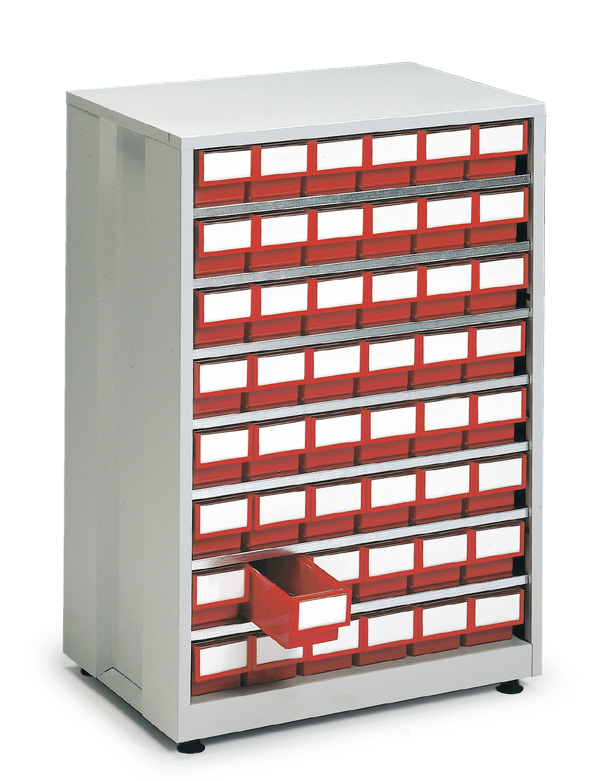 Treston Grand bloc tiroirs, 48 tiroir(s), RAL7035 gris clair/rouge  ZOOM