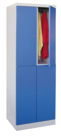 PAVOY Armoire vestiaire à deux niveaux Basis PlusHxlxP 1800x600x500 mm2x2 compart.compart. l 300 mmserr. cyl.socle
