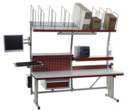 Rocholz Table d'emballage complète System Flex E avec plaque perforée et équipement informatique, largeur x profondeur 2000 x 800 mm