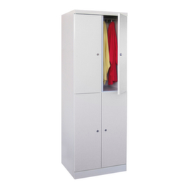 PAVOY Armoire vestiaire à deux niveaux Basis PlusHxlxP 1800x600x500 mm2x2 compart.compart. l 300 mmserr. cyl.socle