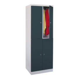 PAVOY Armoire vestiaire à deux niveaux Basis PlusHxlxP 1800x600x500 mm2x2 compart.compart. l 300 mmserr. cyl.socle
