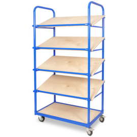 Chariot à rayonnage à tablettes inclinées