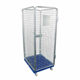 Bac sur roulettes rolltainer® avec 3 parois et porte