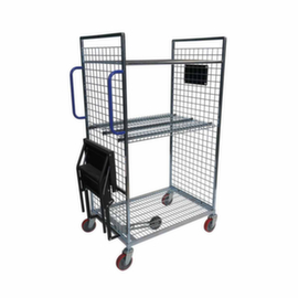 Chariot d’entrepôt avec rehausses grillagées