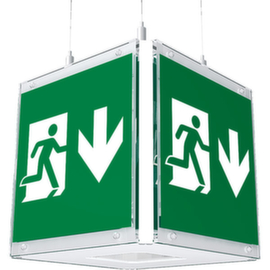 panneau cubique issues de secours B-Lite CUBE-LUX STANDARD, fixation Pour montage au plafond
